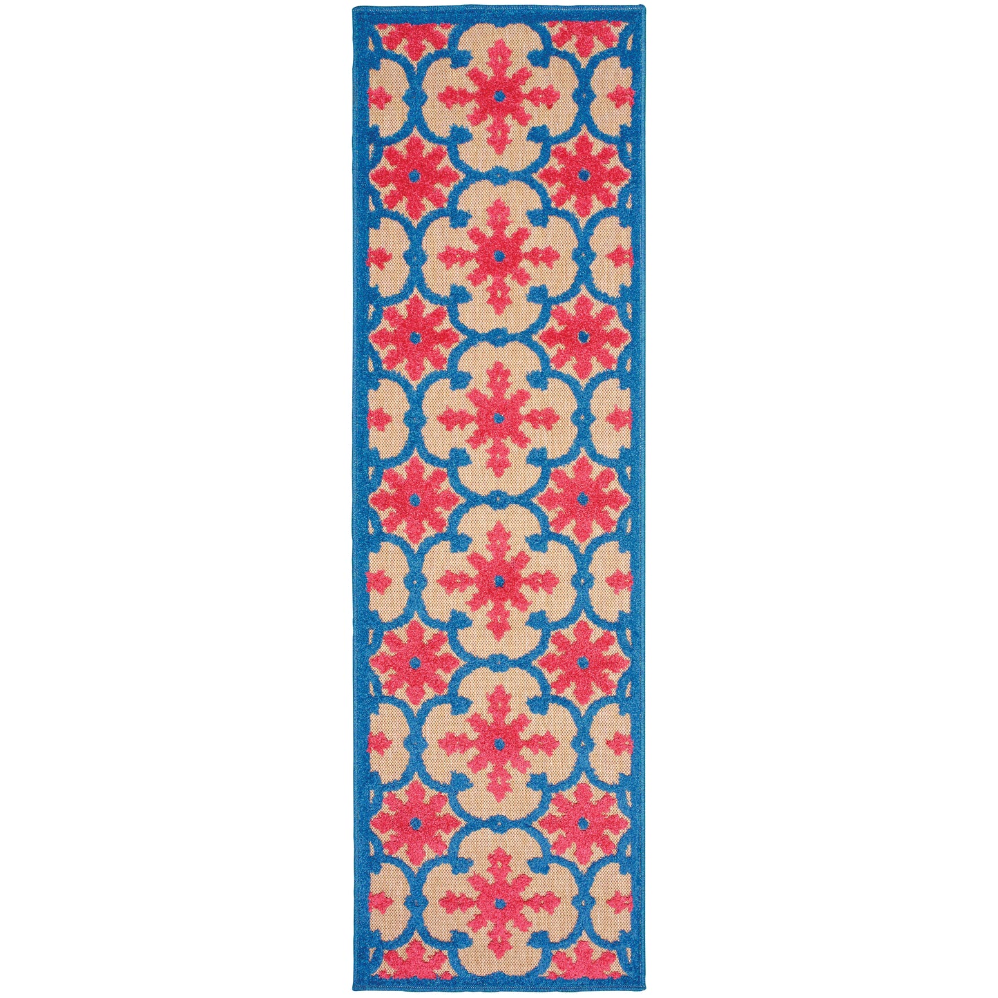 Cayman Pink Blue Transitional Floral Indoor/Outdoor Rug