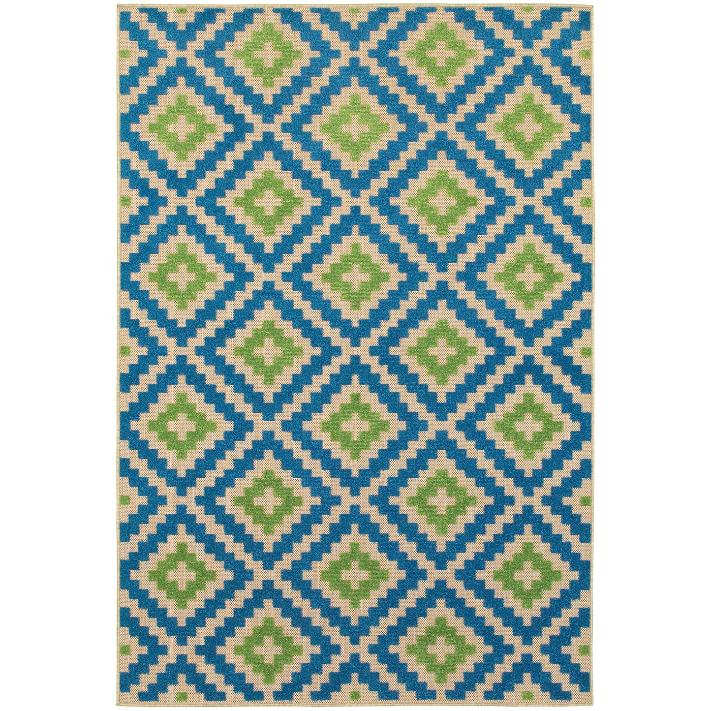 Cayman Blue Green Moroccan Geometric Indoor/Outdoor Rug