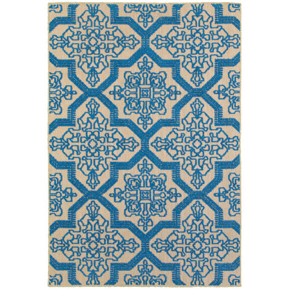 Cayman Sand Blue Bohemian Geometric Indoor/Outdoor Rug