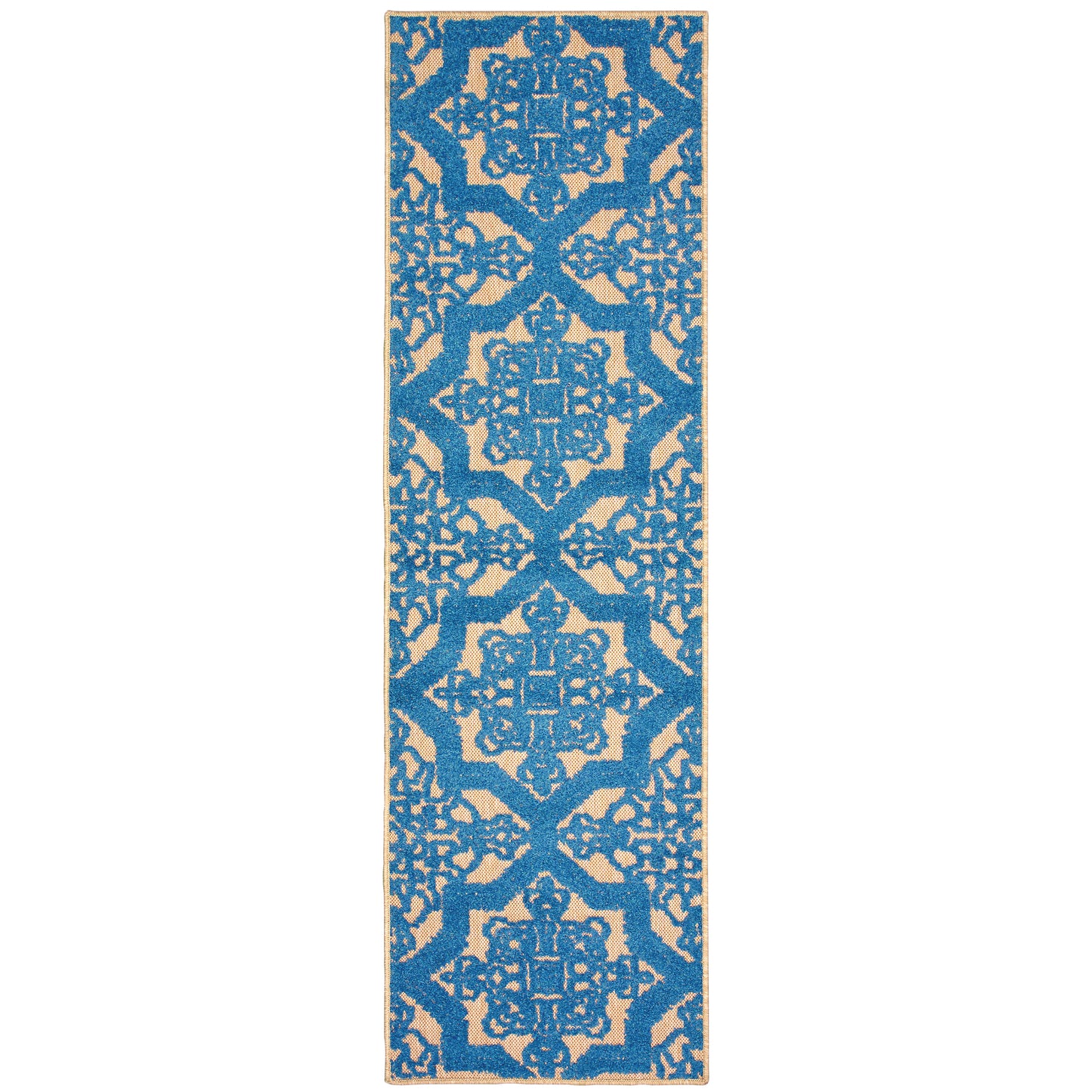 Cayman Sand Blue Bohemian Geometric Indoor/Outdoor Rug