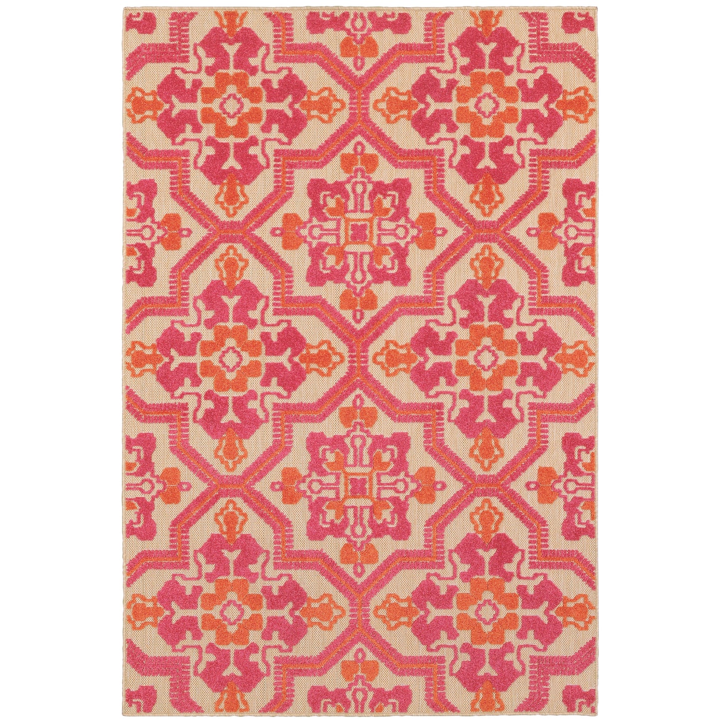 Cayman Sand Pink Bohemian Geometric Indoor/Outdoor Rug