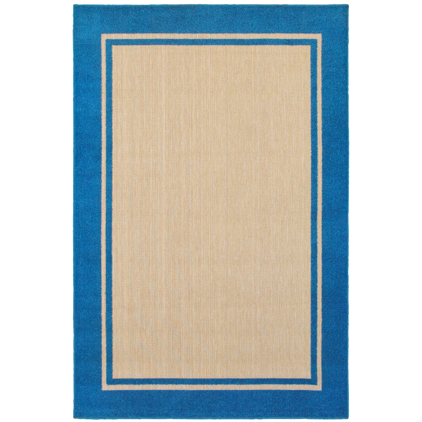 Cayman Sand Blue Classic Border Indoor/Outdoor Rug