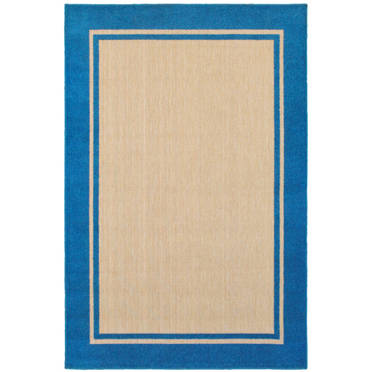 Cayman Sand Blue Classic Border Indoor/Outdoor Rug