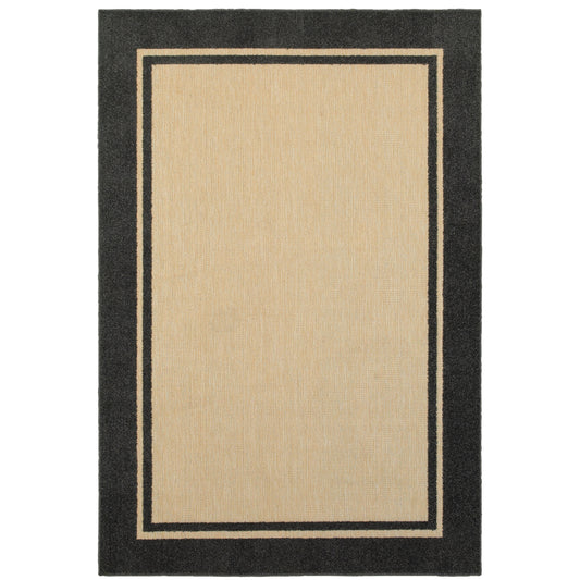 Cayman Sand Charcoal Classic Border Indoor/Outdoor Rug