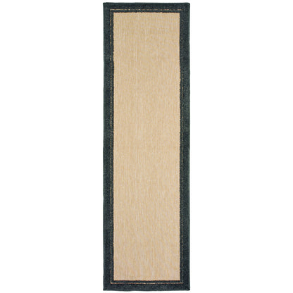 Cayman Sand Charcoal Classic Border Indoor/Outdoor Rug