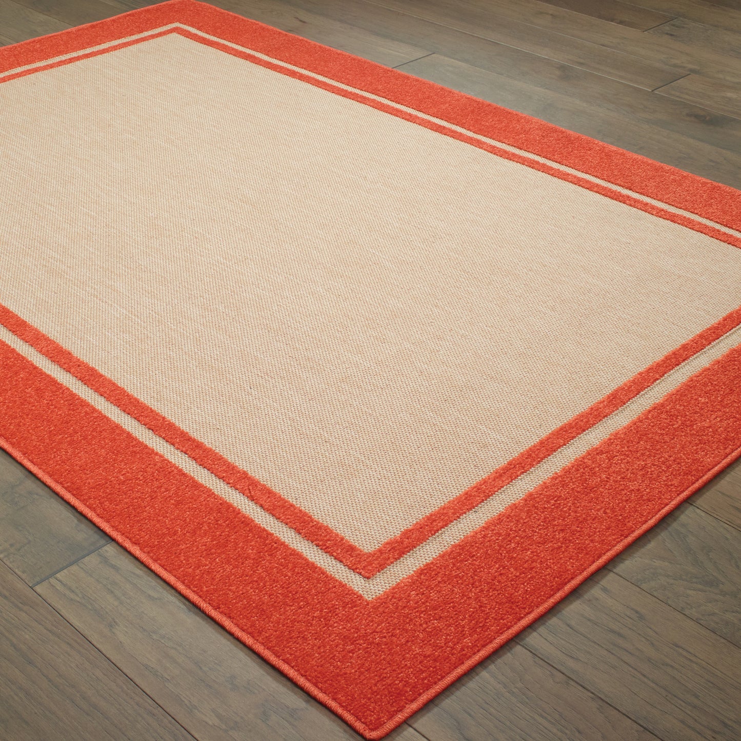 Cayman Sand Orange Classic Border Indoor/Outdoor Rug