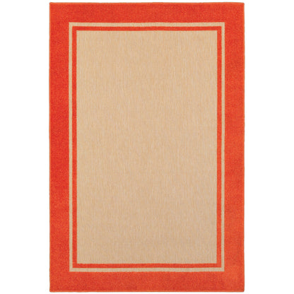 Cayman Sand Orange Classic Border Indoor/Outdoor Rug