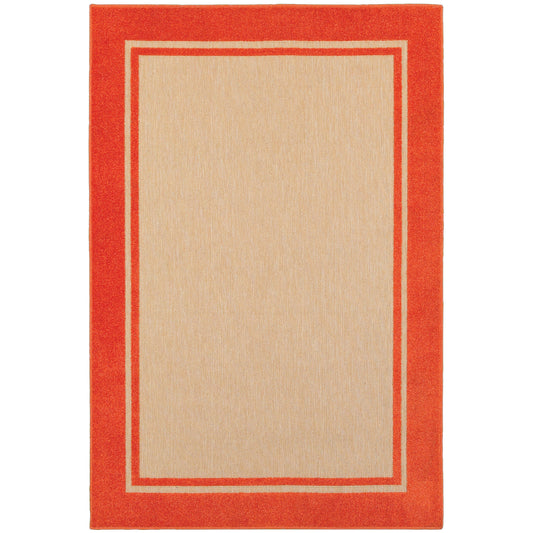 Cayman Sand Orange Classic Border Indoor/Outdoor Rug