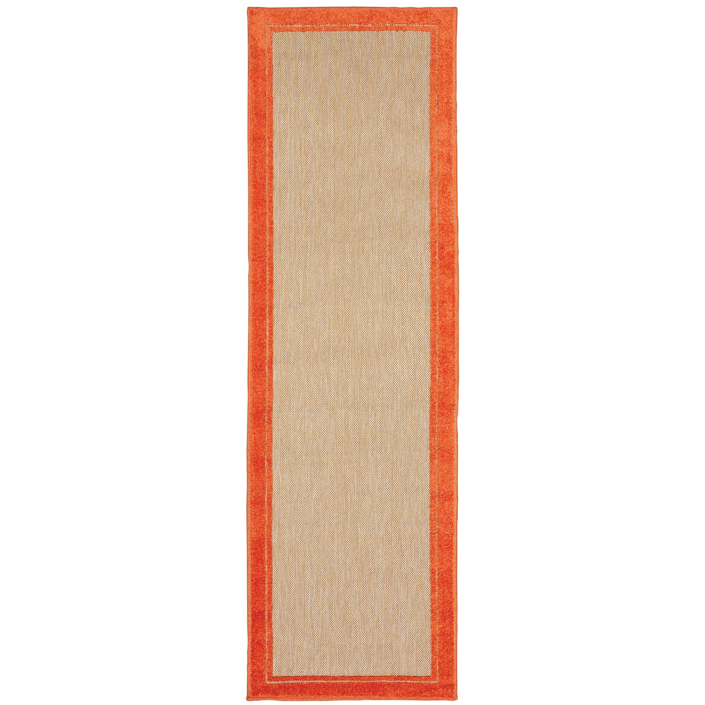 Cayman Sand Orange Classic Border Indoor/Outdoor Rug