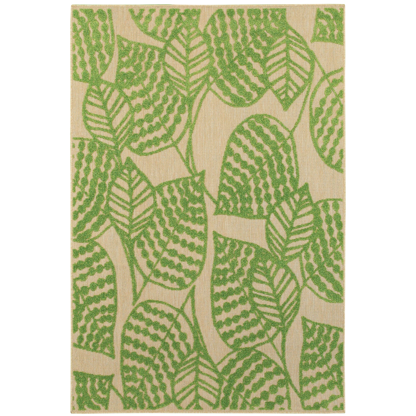 Cayman Sand Green Tropical Floral Indoor/Outdoor Rug