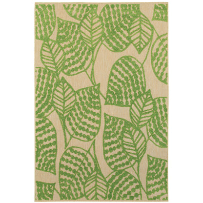 Cayman Sand Green Tropical Floral Indoor/Outdoor Rug