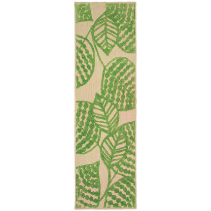 Cayman Sand Green Tropical Floral Indoor/Outdoor Rug