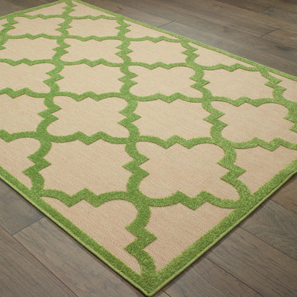 Cayman Sand Green Moroccan Geometric Indoor/Outdoor Rug