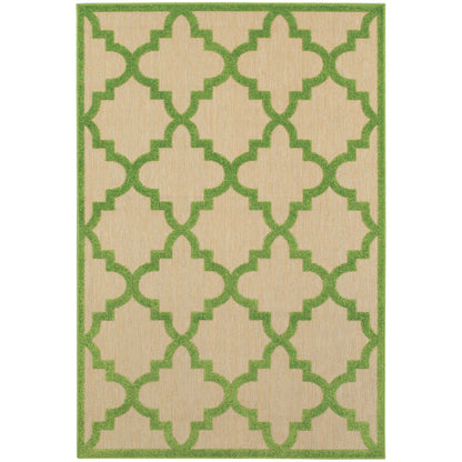 Cayman Sand Green Moroccan Geometric Indoor/Outdoor Rug