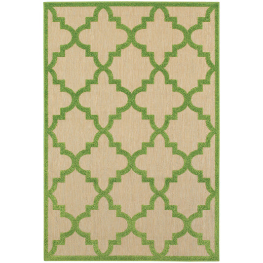 Cayman Sand Green Moroccan Geometric Indoor/Outdoor Rug