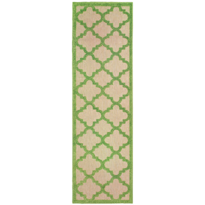 Cayman Sand Green Moroccan Geometric Indoor/Outdoor Rug