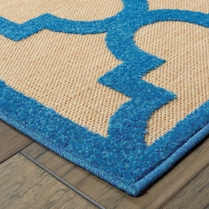 Cayman Sand Blue Moroccan Geometric Indoor/Outdoor Rug