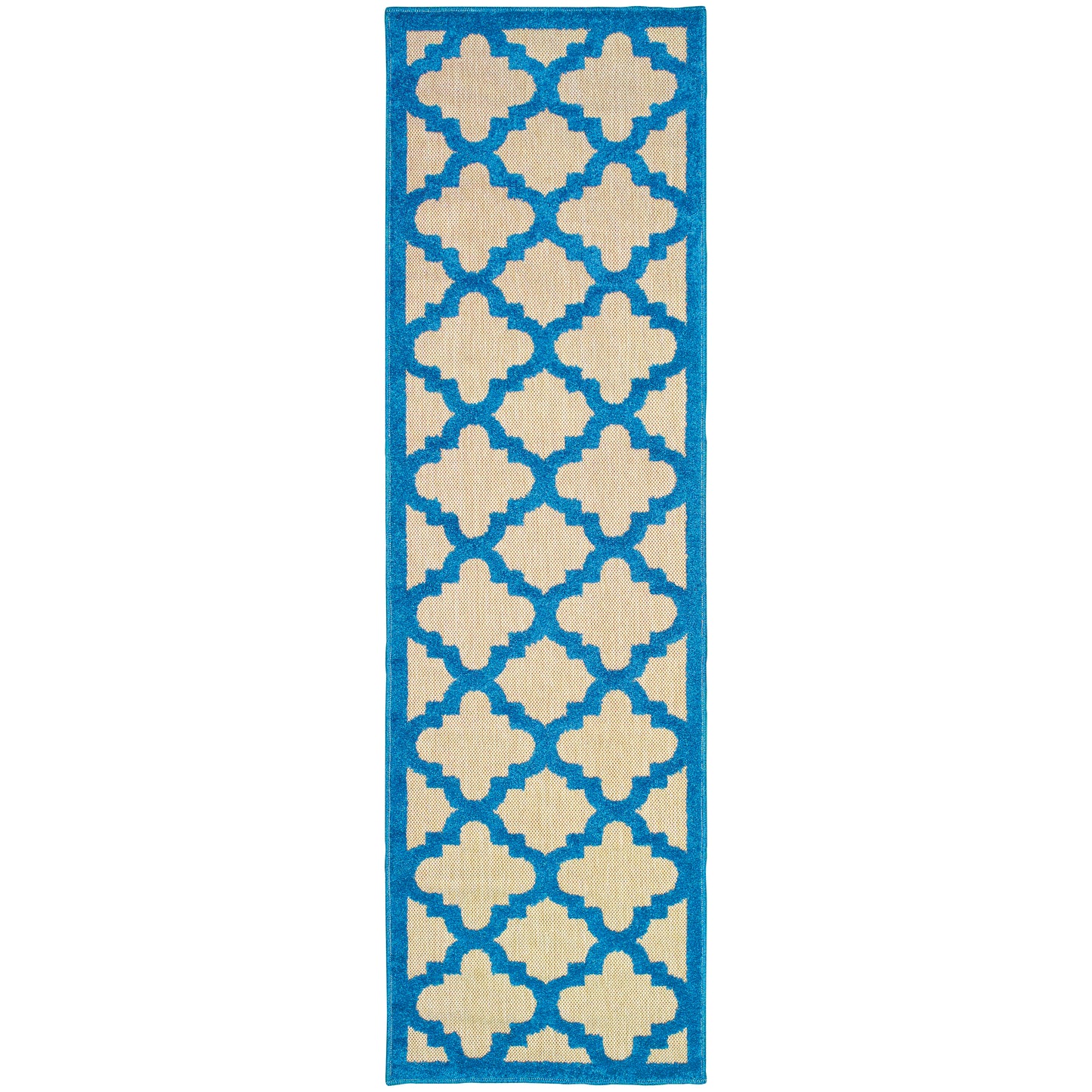 Cayman Sand Blue Moroccan Geometric Indoor/Outdoor Rug