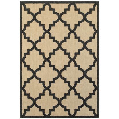 Cayman Sand Charcoal Moroccan Geometric Indoor/Outdoor Rug