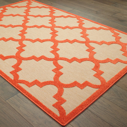 Cayman Sand Orange Moroccan Geometric Indoor/Outdoor Rug