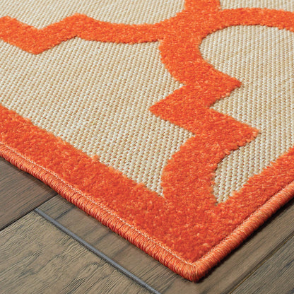 Cayman Sand Orange Moroccan Geometric Indoor/Outdoor Rug