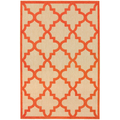 Cayman Sand Orange Moroccan Geometric Indoor/Outdoor Rug