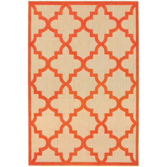 Cayman Sand Orange Moroccan Geometric Indoor/Outdoor Rug