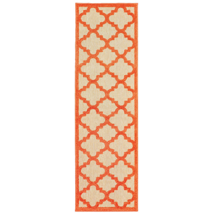 Cayman Sand Orange Moroccan Geometric Indoor/Outdoor Rug