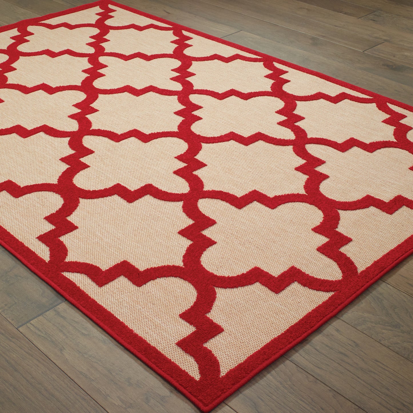 Cayman Sand Red Moroccan Geometric Indoor/Outdoor Rug