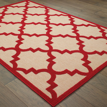 Cayman Sand Red Moroccan Geometric Indoor/Outdoor Rug