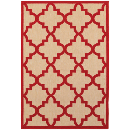 Cayman Sand Red Moroccan Geometric Indoor/Outdoor Rug