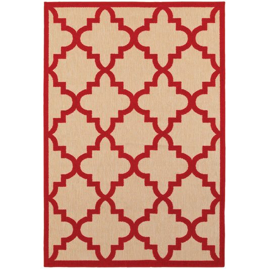 Cayman Sand Red Moroccan Geometric Indoor/Outdoor Rug