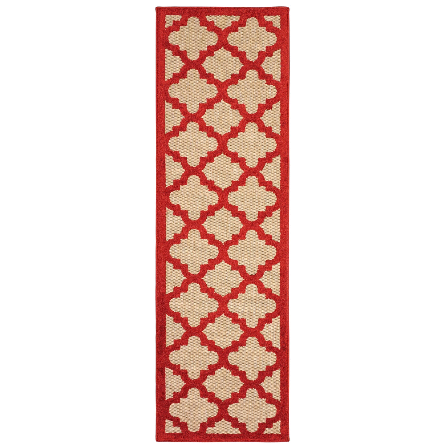 Cayman Sand Red Moroccan Geometric Indoor/Outdoor Rug