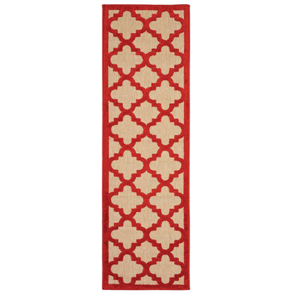 Cayman Sand Red Moroccan Geometric Indoor/Outdoor Rug