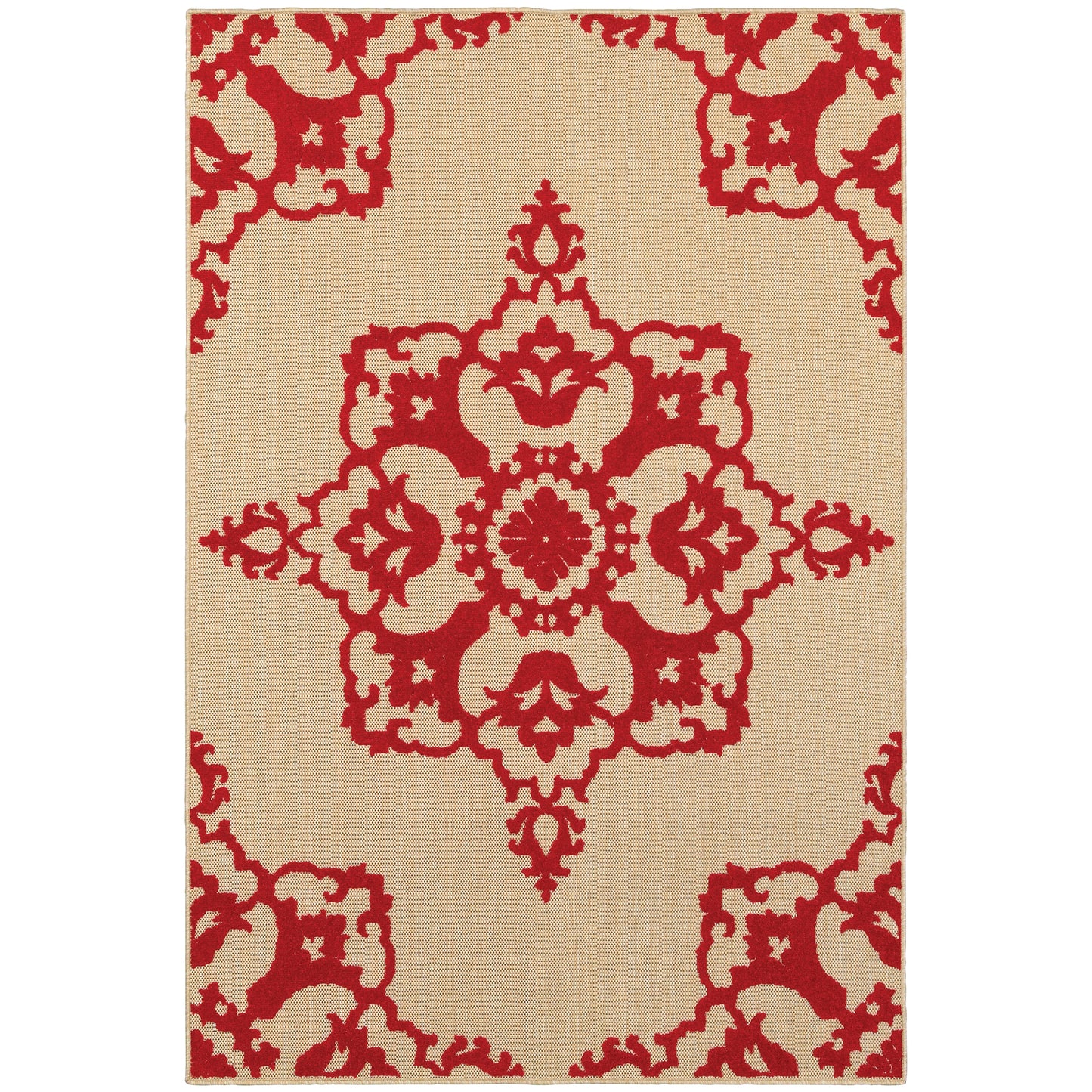 Cayman Sand Red Transitional Floral Indoor/Outdoor Rug