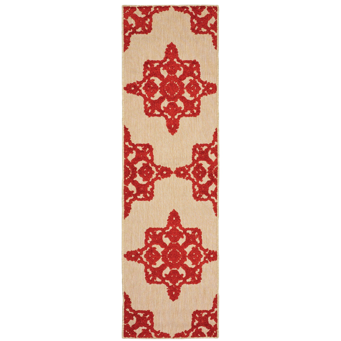 Cayman Sand Red Transitional Floral Indoor/Outdoor Rug