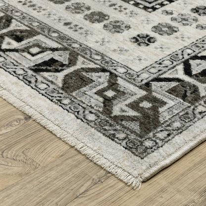 Chamberlain Ivory Charcoal Traditional Oriental Indoor Rug