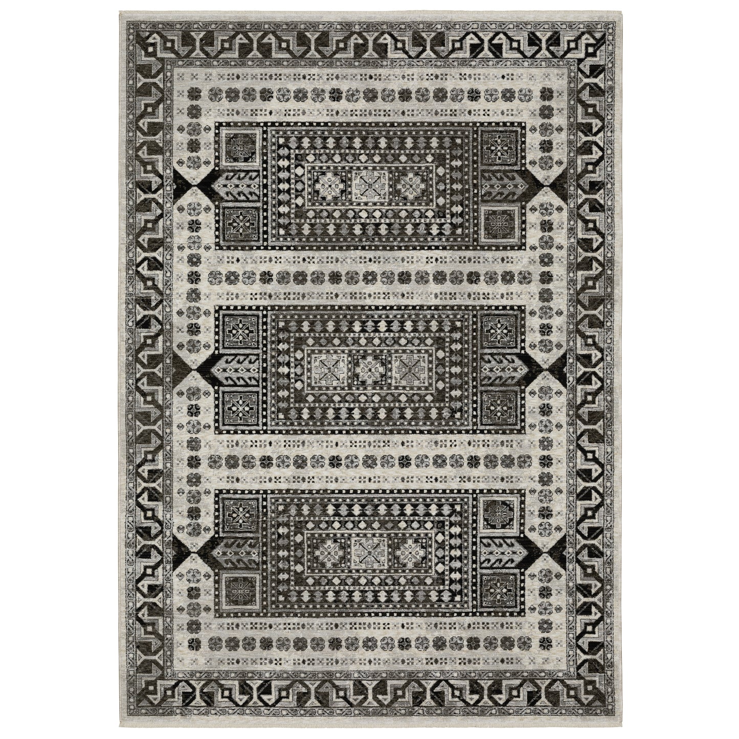 Chamberlain Ivory Charcoal Traditional Oriental Indoor Rug