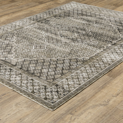 Chamberlain Grey Beige Traditional Medallion Indoor Rug