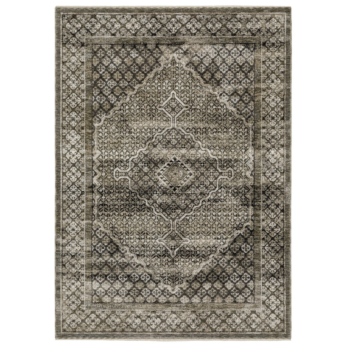 Chamberlain Grey Beige Traditional Medallion Indoor Rug