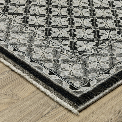 Chamberlain Black Grey Traditional Diamond Indoor Rug