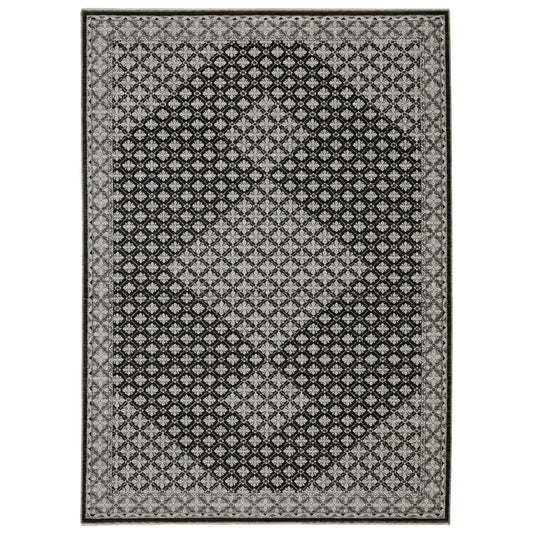 Chamberlain Black Grey Traditional Diamond Indoor Rug