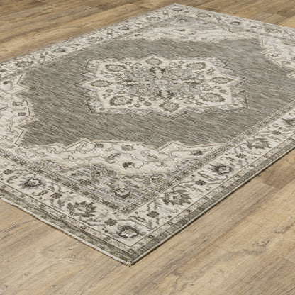 Chamberlain Grey Beige Traditional Medallion Indoor Rug