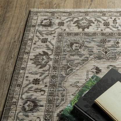 Chamberlain Grey Beige Traditional Medallion Indoor Rug