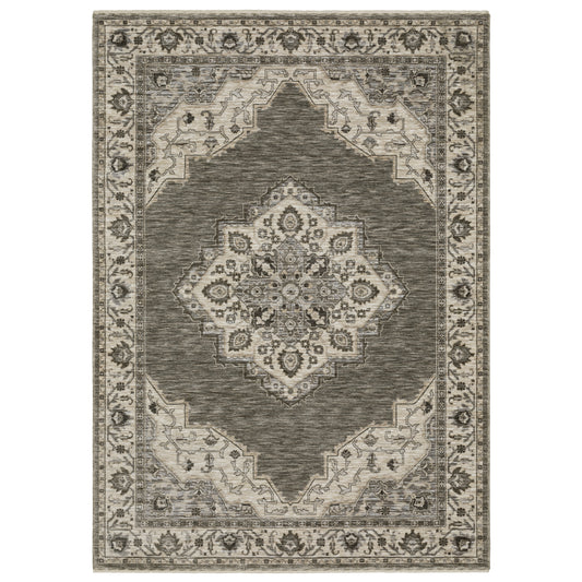 Chamberlain Grey Beige Traditional Medallion Indoor Rug