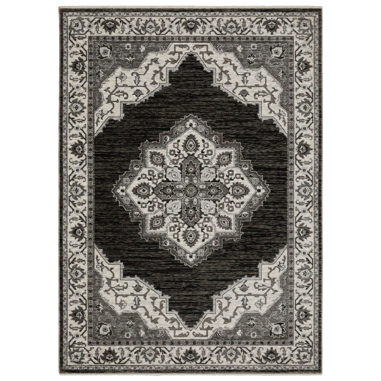 Chamberlain Charcoal Ivory Traditional Medallion Indoor Rug