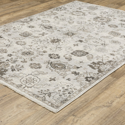 Chamberlain Ivory Grey Traditional Oriental Indoor Rug