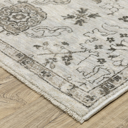 Chamberlain Ivory Grey Traditional Oriental Indoor Rug