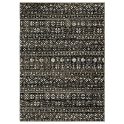 Chamberlain Black Grey Tribal Tribal Indoor Rug