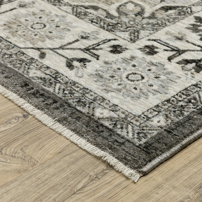 Chamberlain Grey Beige Traditional Medallion Indoor Rug